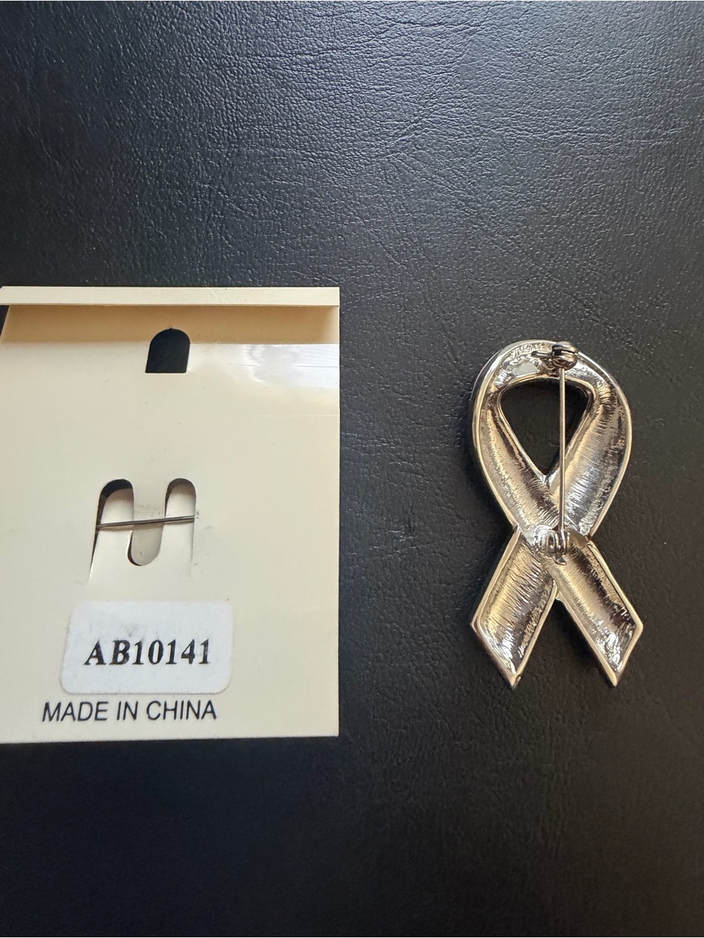 Pink Awareness Ribbon Brooches - Enamel & Rhinestone - Picture 4 of 4